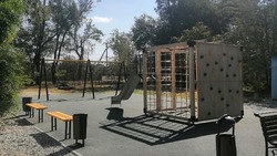 Качели и скалодром установили на детской площадке в Курском округе