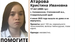 На Ставрополье разыскивают 17-летнюю девушку с карими глазами