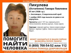 Пропавшую пенсионерку в чёрной куртке ищут в Кисловодске
