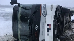 Четыре человека попали в больницу на Ставрополье при опрокидывании автобуса