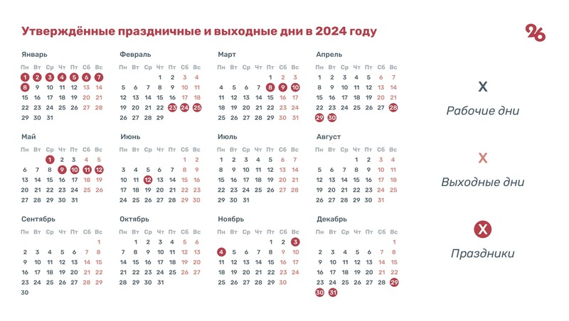 Правительство РФ утвердило календарь выходных и праздников на 2024 год