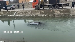 Очередной автомобиль свалился в канал в Махачкале, водитель выплыл
