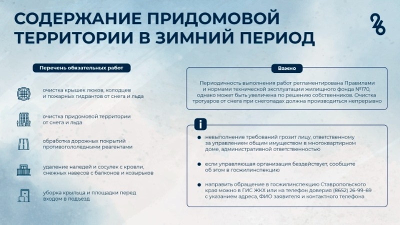 Памятка по содержанию придомовой территории и тротуаров в зимний период