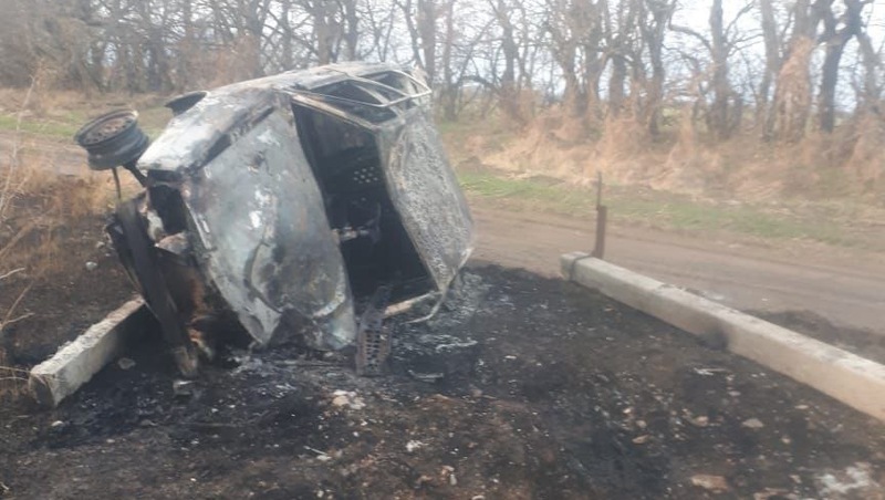 Автомобиль пьяного водителя сгорел после ДТП в Новоалександровском округе 