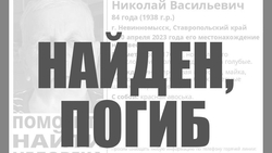 Пропавшего 84-летнего пенсионера из Невинномысска нашли мёртвым