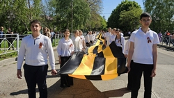 80-метровую георгиевскую ленту пронесли в Предгорном округе на День Победы