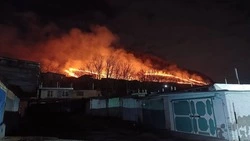 На горе Шелудивой в Лермонтове горит сухостой