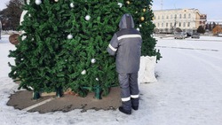 На главной площади Ставрополя начали демонтировать новогодние ёлки 